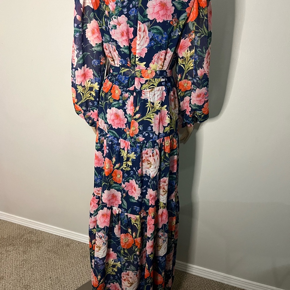 Floral Maxi Dress - Blue and Pink